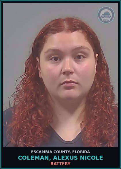 CCW arrest card for COLEMAN, ALEXUS NICOLE in Escambia County: BATTERY