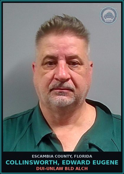 CCW arrest card for COLLINSWORTH, EDWARD EUGENE in Escambia County: DUI-UNLAW BLD ALCH