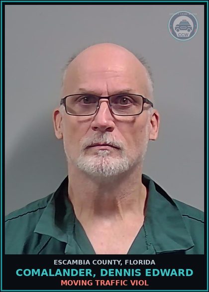 CCW arrest card for COMALANDER, DENNIS EDWARD in Escambia County: MOVING TRAFFIC VIOL