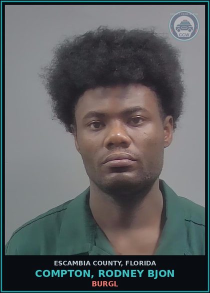CCW arrest card for COMPTON, RODNEY BJON in Escambia County: BURGL
