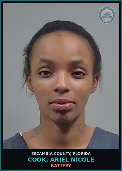 CCW arrest card for COOK, ARIEL NICOLE in Escambia County: BATTERY