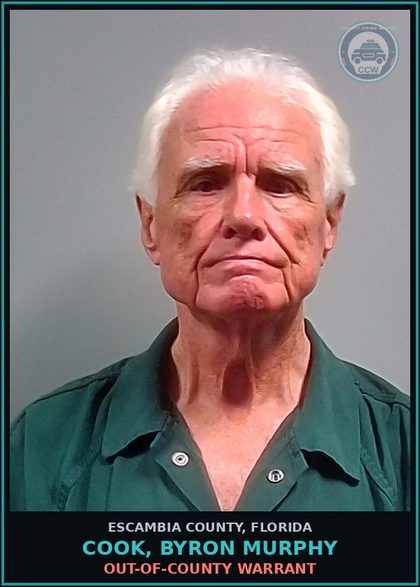 CCW arrest card for COOK, BYRON MURPHY in Escambia County: OUT-OF-COUNTY WARRANT