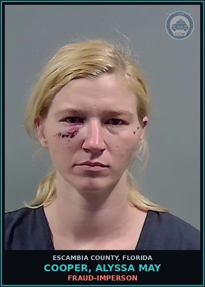 CCW arrest card for COOPER, ALYSSA MAY in Escambia County: FRAUD-IMPERSON