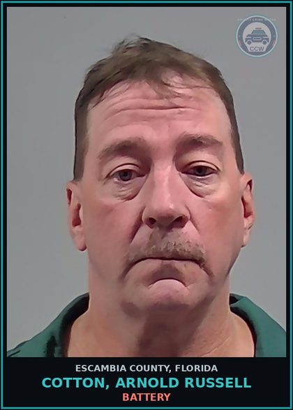 CCW arrest card for COTTON, ARNOLD RUSSELL in Escambia County: BATTERY
