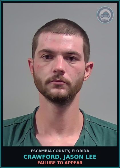 CCW arrest card for CRAWFORD, JASON LEE in Escambia County: FAILURE TO APPEAR