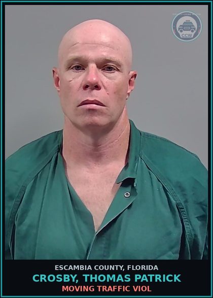 CCW arrest card for CROSBY, THOMAS PATRICK in Escambia County: MOVING TRAFFIC VIOL