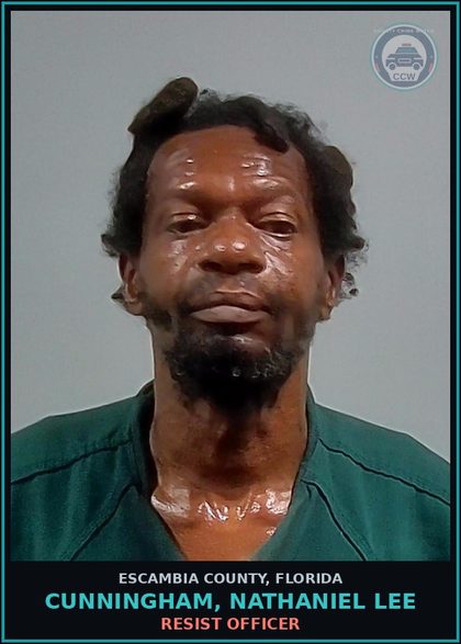 CCW arrest card for CUNNINGHAM, NATHANIEL LEE in Escambia County: RESIST OFFICER