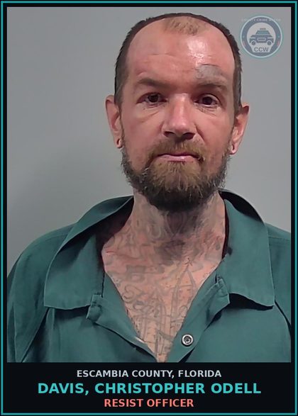 CCW arrest card for DAVIS, CHRISTOPHER ODELL in Escambia County: RESIST OFFICER