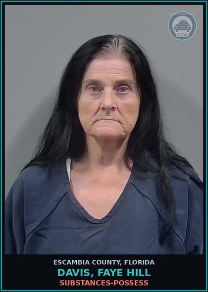 CCW arrest card for DAVIS, FAYE HILL in Escambia County: DRUGS-POSSESS