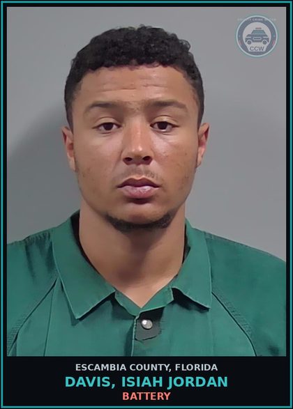 CCW arrest card for DAVIS, ISIAH JORDAN in Escambia County: BATTERY
