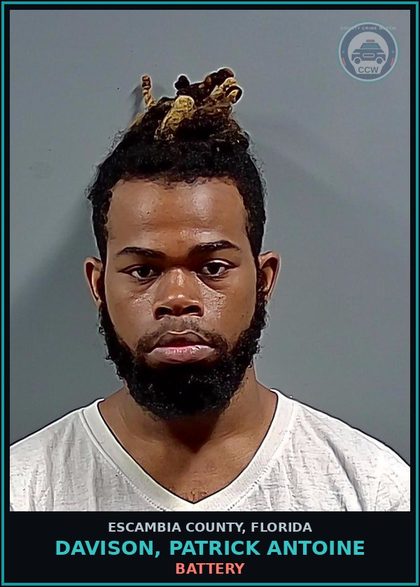 CCW arrest card for DAVISON, PATRICK ANTOINE in Escambia County: BATTERY