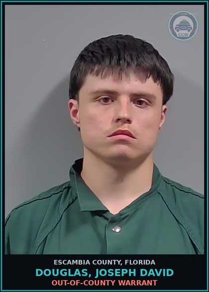 CCW arrest card for DOUGLAS, JOSEPH DAVID in Escambia County: OUT-OF-COUNTY WARRANT