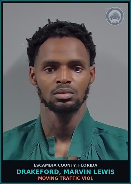 CCW arrest card for DRAKEFORD, MARVIN LEWIS in Escambia County: MOVING TRAFFIC VIOL