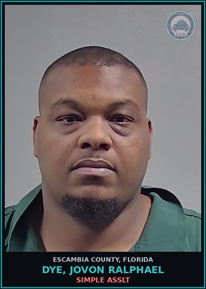 CCW arrest card for DYE, JOVON RALPHAEL in Escambia County: SIMPLE ASSLT