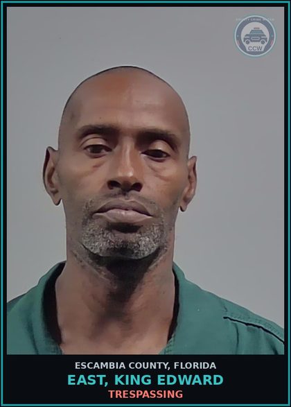 CCW arrest card for EAST, KING EDWARD in Escambia County: TRESPASSING