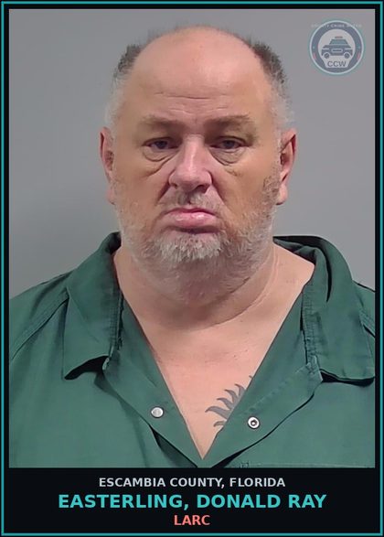 CCW arrest card for EASTERLING, DONALD RAY in Escambia County: LARC