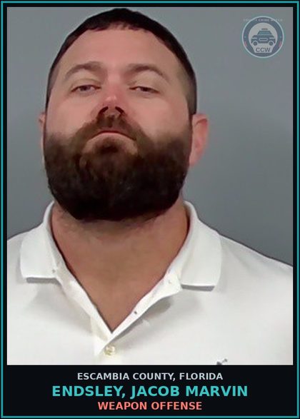 CCW arrest card for ENDSLEY, JACOB MARVIN in Escambia County: WEAPON OFFENSE