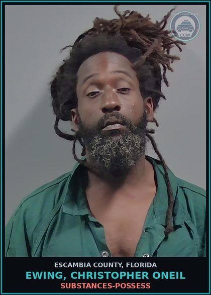 CCW arrest card for EWING, CHRISTOPHER ONEIL in Escambia County: DRUGS-POSSESS