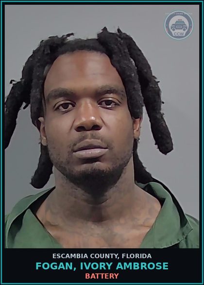 CCW arrest card for FOGAN, IVORY AMBROSE in Escambia County: BATTERY