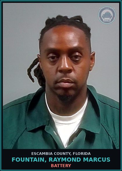 CCW arrest card for FOUNTAIN, RAYMOND MARCUS in Escambia County: BATTERY