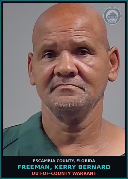 CCW arrest card for FREEMAN, KERRY BERNARD in Escambia County: OUT-OF-COUNTY WARRANT