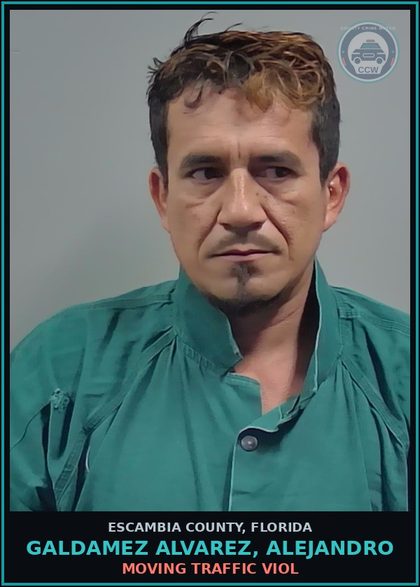CCW arrest card for GALDAMEZ ALVAREZ, ALEJANDRO in Escambia County: MOVING TRAFFIC VIOL