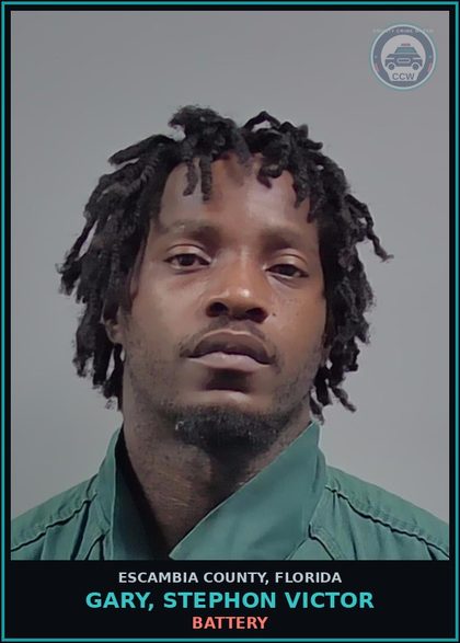 CCW arrest card for GARY, STEPHON VICTOR in Escambia County: BATTERY