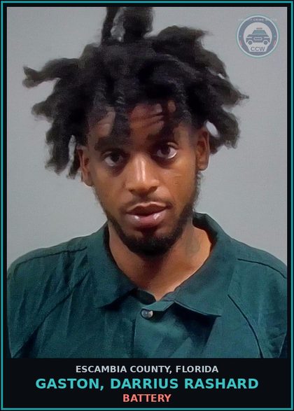 CCW arrest card for GASTON, DARRIUS RASHARD in Escambia County: BATTERY