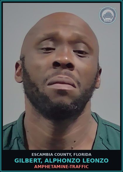CCW arrest card for GILBERT, ALPHONZO LEONZO in Escambia County: AMPHETAMINE-TRAFFIC