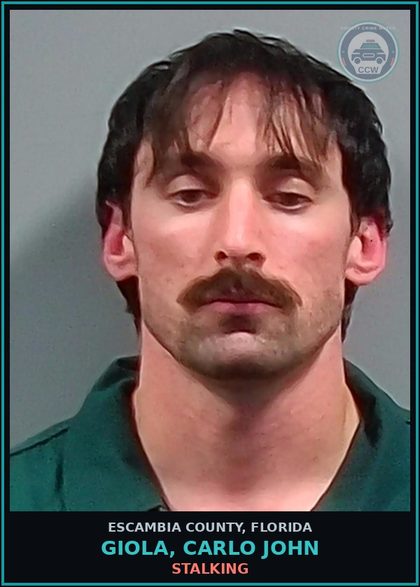 CCW arrest card for GIOLA, CARLO JOHN in Escambia County: STALKING