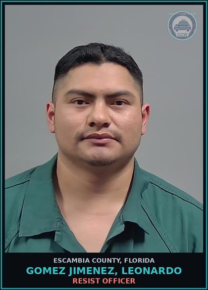CCW arrest card for GOMEZ JIMENEZ, LEONARDO in Escambia County: RESIST OFFICER