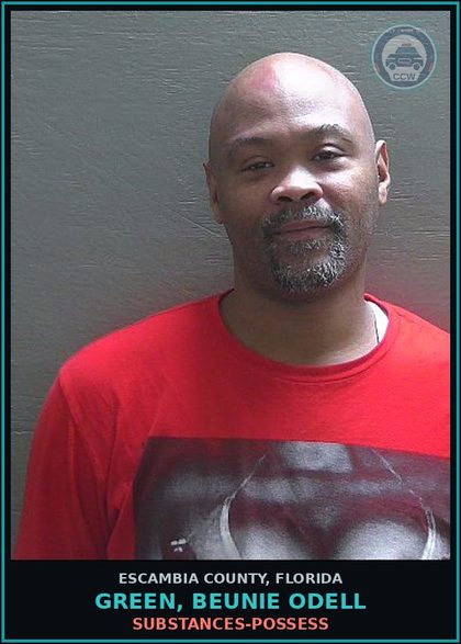 CCW arrest card for GREEN, BEUNIE ODELL in Escambia County: DRUGS-POSSESS