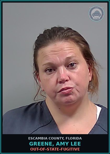 CCW arrest card for GREENE, AMY LEE in Escambia County: OUT-OF-STATE-FUGITIVE