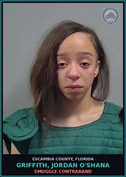 CCW arrest card for GRIFFITH, JORDAN O'SHANA in Escambia County: SMUGGLE CONTRABAND