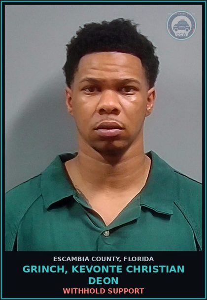 CCW arrest card for GRINCH, KEVONTE CHRISTIAN DEON in Escambia County: WITHHOLD SUPPORT