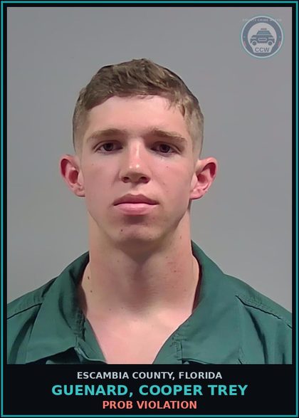 CCW arrest card for GUENARD, COOPER TREY in Escambia County: PROB VIOLATION