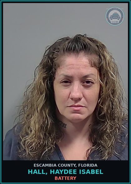 CCW arrest card for HALL, HAYDEE ISABEL in Escambia County: BATTERY