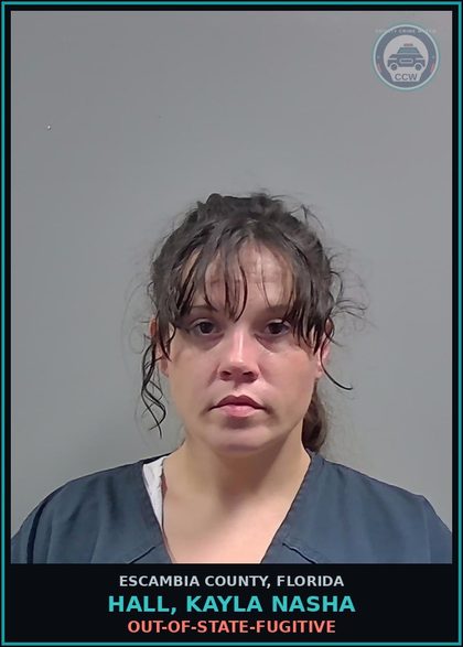 CCW arrest card for HALL, KAYLA NASHA in Escambia County: OUT-OF-STATE-FUGITIVE