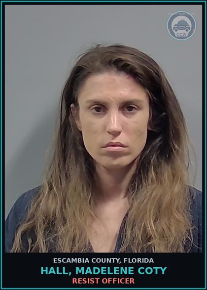 CCW arrest card for HALL, MADELENE COTY in Escambia County: RESIST OFFICER