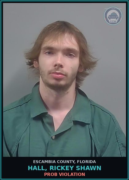CCW arrest card for HALL, RICKEY SHAWN in Escambia County: PROB VIOLATION