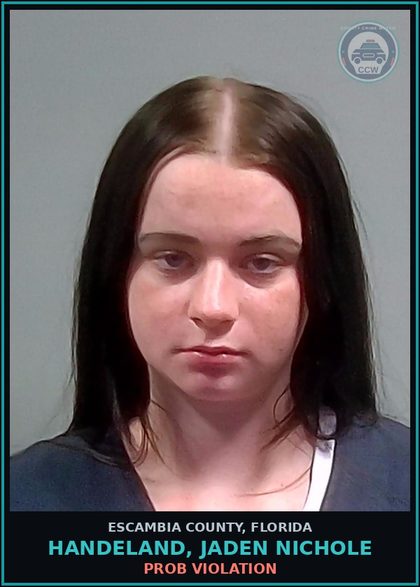 CCW arrest card for HANDELAND, JADEN NICHOLE in Escambia County: PROB VIOLATION