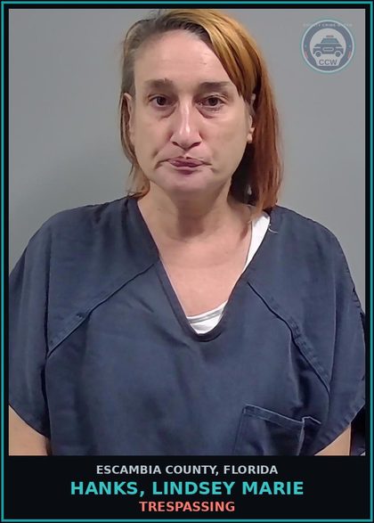 CCW arrest card for HANKS, LINDSEY MARIE in Escambia County: TRESPASSING