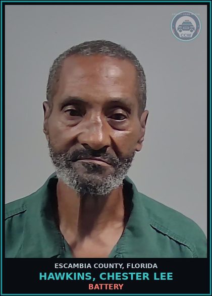 CCW arrest card for HAWKINS, CHESTER LEE in Escambia County: BATTERY