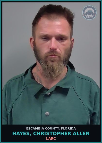 CCW arrest card for HAYES, CHRISTOPHER ALLEN in Escambia County: LARC