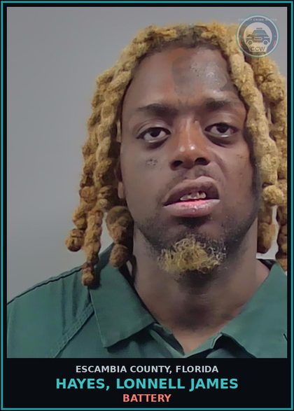 CCW arrest card for HAYES, LONNELL JAMES in Escambia County: BATTERY