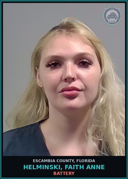 CCW arrest card for HELMINSKI, FAITH ANNE in Escambia County: BATTERY