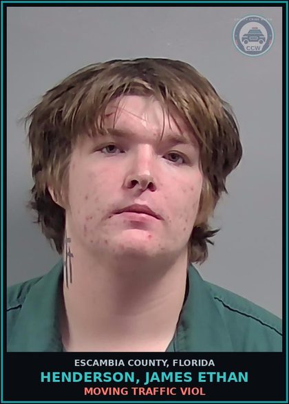 CCW arrest card for HENDERSON, JAMES ETHAN in Escambia County: MOVING TRAFFIC VIOL