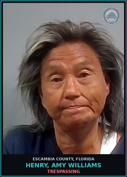 CCW arrest card for HENRY, AMY WILLIAMS in Escambia County: TRESPASSING