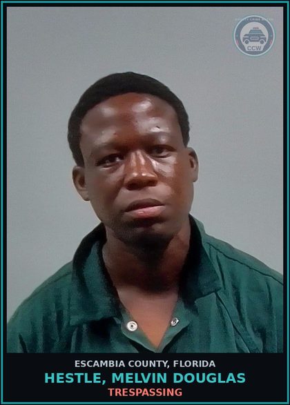 CCW arrest card for HESTLE, MELVIN DOUGLAS in Escambia County: TRESPASSING