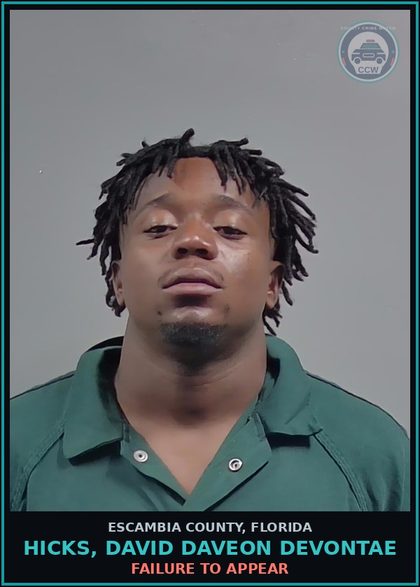 CCW arrest card for HICKS, DAVID DAVEON DEVONTAE in Escambia County: FAILURE TO APPEAR